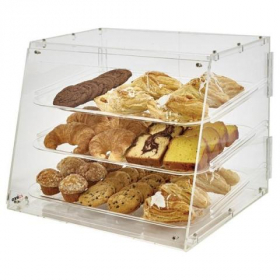 Winco - Acrylic Display Case, 3 Tray with Front and Rear Hinged Doors