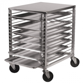 Winco - Pan Rack, Aluminum with 15 Tiers, Wire Slides, Hard Top and 4 Casters