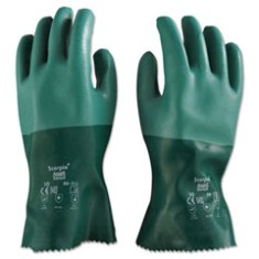 Gloves, Neoprene Green, Cotton Lined, Size 10