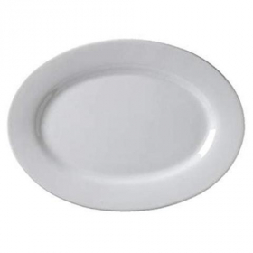 Vertex China - Argyle Platter with Wide Rim, 9.75&quot; Oval Porcelain White