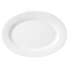 Vertex China - Argyle Platter with Wide Rim, 11.5&quot; Oval Porcelain White