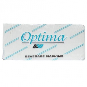 Allied West - Optima Beverage/Cocktail Napkin, 2-Ply 1/4 Fold, 9x10 White