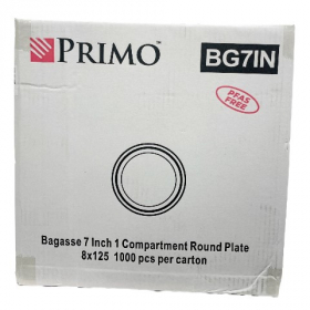 Primo - Plate, 7&quot; Round Bagasse, 1000 count