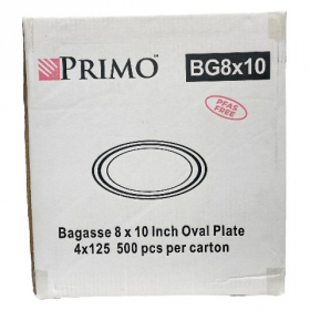 Primo - Platter, 8x10 Oval Bagasse, 500 count
