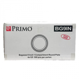 Primo - Plate, 9&quot; Round Bagasse, 500 count