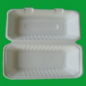 Primo - Biodegradable (Bagasse) Food Container with Hinged Clamshell Lid, 9x6