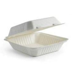 Biodegradable Food Container with Hinged Lid, 1 Compartment 7.8x8x3