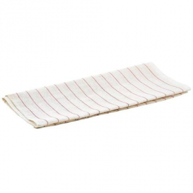 Winco - Glass Polishing Towel, 16x29 White Cotton with Red Pinstripes
