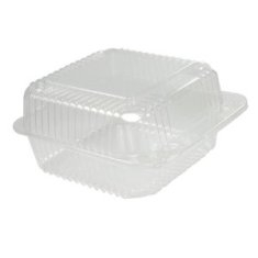 Dart - Container, 6&quot; Square Clear PS Plastic Staylock Hinged Lid, 6x6x3