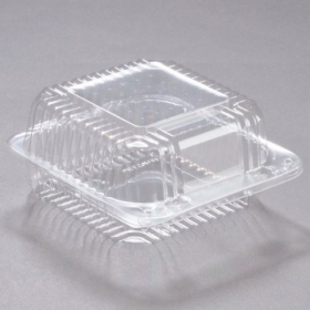 Dart - Container, 5&quot; Clear Plastic Staylock Hinged Lid, Square, 5.25x5.625x3.25