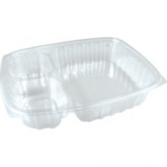 Dart - Container, 32 oz 3 Compartment, Clear Plastic