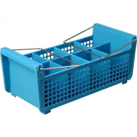Carlisle - Flatware Basket with Handles, 17x7.75x6.9 Blue, 8 Compartment
