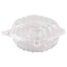 Dart - Container, 6&quot; Clearseal Hinged 1 Compartment Container with Lid, Clear Plastic, 6x6x3