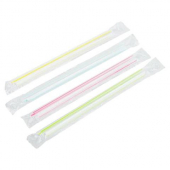 Karat - Poly Wrapped Boba Straw, 7.5&quot; Mixed Striped Colors, 2000 count