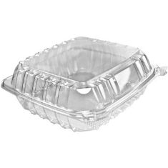 Dart - Container, 8&quot; Clearseal Hinged 1 Compartment Container with Lid, Clear Plastic, 8x8x3