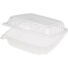 Dart - Container, 9&quot; Clearseal Hinged 1 Compartment Container with Lid, Clear Plastic, 9x9.5x3