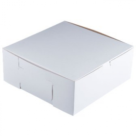 Cake/Bakery Box with Locking Corners, 10x10x3 White, 100 count