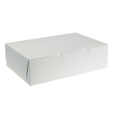 Cake/Bakery Box, Non-Window Corner Lock, White, 14x10x4, 1/4 Sheet Cake