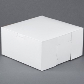Cake/Bakery Box with Locking Corners, 8x8x4, White
