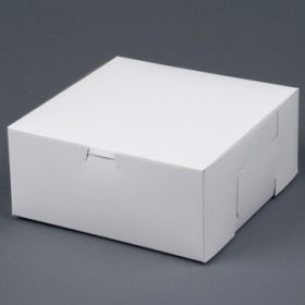 Cake/Bakery Box with Locking Corners, 9x9x4 White, 100 count