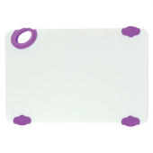 Winco - Statik Board Cutting Board, 12x18x.5 White with Purple Non-Slip Feet and Hook, each