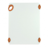 Winco - Statik Board Cutting Board, 15x20x.5 White with Brown Non-Slip Feet and Hook