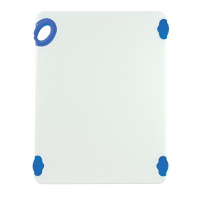 Winco - Statik Board Cutting Board, 15x20x.5 White with Blue Non-Slip Feet and Hook