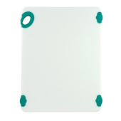 Winco - Statik Board Cutting Board, 15x20x.5 White with Green Non-Slip Feet and Hook