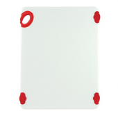 Winco - Statik Board Cutting Board, 15x20x.5 White with Red Non-Slip Feet and Hook