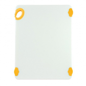 Winco - Statik Board Cutting Board, 15x20x.5 White with Yellow Non-Slip Feet and Hook
