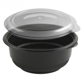 Anchor - Incredi-Bowl, 6&quot; Round 12 oz Black Polypropylene Bowl with Combo Lid