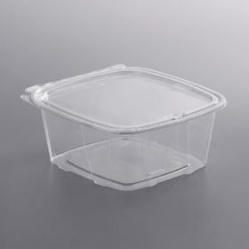 Dart - ClearPac SafeSeal Container with Flat Lid, 48 oz Clear PET Plastic, Tamper-Resistant and Tamp