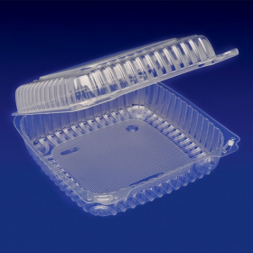 Sol-Pak - Container, 10x10x4 Clear Plastic Hinged Container