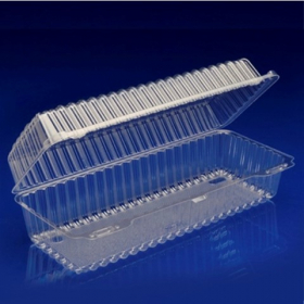 Sol-Pak - Container, 12x4x4 Oblong Clear Plastic Hinged Container (Cookie/Rolled Cake)