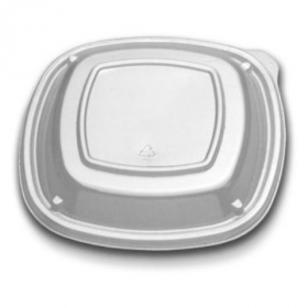 D&amp;W Fine Pack - Forum Low Dome Non-Vented Lid, 7&quot; Clear Square