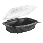 Anchor - Culinary Lites Container, 6x9 Hinged PP Black Base with Clear Anti-Fog Tear-Away Lid, Micro