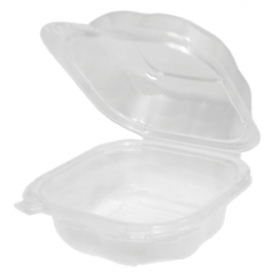 Genpak - Clover Hinged Sandwich Container, Large 5.84x6.25x2.88 Clear PP Plastic