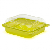 BottleBox - Food Container, 8x8 Lime Green Hinged PET Plastic, 200 count