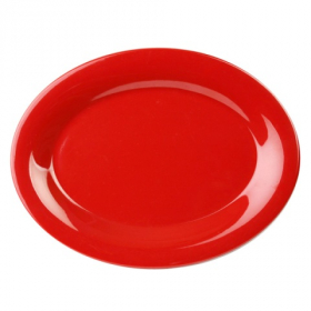 Platter, 12x9 Oval Pure Red Melamine