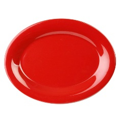 Platter, 13.5x10.5 Oval Pure Red Melamine