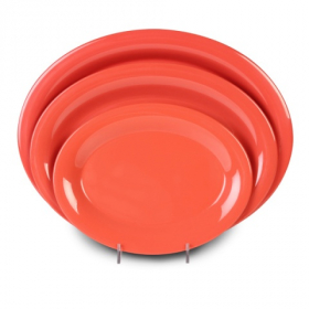 Platter, 13.5x10.5 Oval Red/Orange Melamine