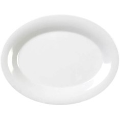 Platter, 13.5x10.5 Oval White Melamine, 12 count