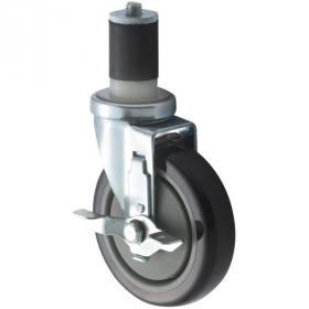 Winco - Casters, Universal Worktable Stem Casters with Brake, 5&quot; Wheel and 4x4 Plate, 2 Piece Set