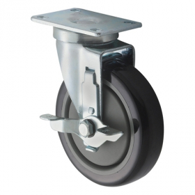Winco - Casters, Universal with Brake 2.375x3.625 Plate, 5&quot; Wheel, 2 Piece Set