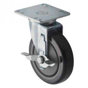 Winco - Casters, Universal with Brake 3.5x3.5 Plate, 5&quot; Wheel, 2 Piece Set