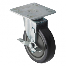 Winco - Casters, Universal with Brake 4x4 Plate, 5&quot; Wheel, 2 Piece Set