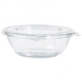 Dart - SafeSeal Bowl with Flat Lid, 8 oz Clear PET Plastic, Tamper-Resistant and Tamper Evident