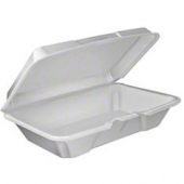 Dart - Container, 1 Compartment, White Foam Hinged with Lid, 9.3x6.4x2.6, 200 count