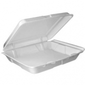 Dart - Container, 1 Compartment, White Foam Hinged with Lid, 9.5x9x3