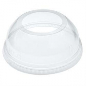 Dart - Lid, Dome Lid with 2&quot; Hole, Clear PET Plastic, Fits 16-24 oz Cups